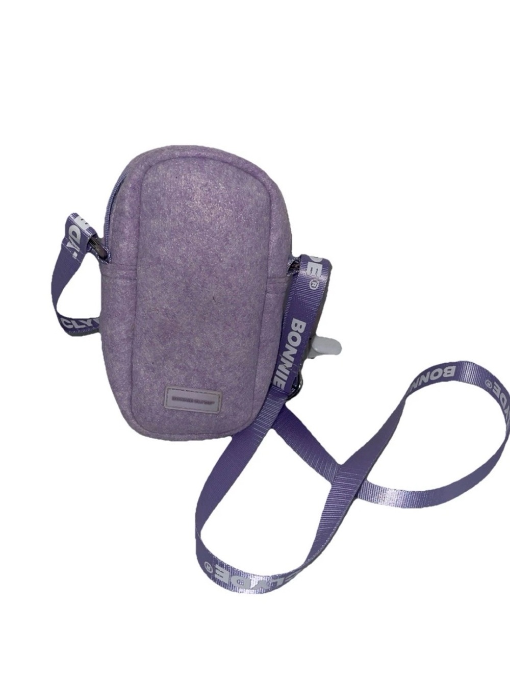 Bonnie Clyde Wool Lavender Zip Top Small Crossbody Bag with Adjustable Strap
